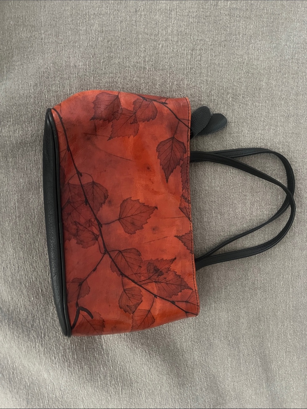 CL Whiting Leather Hand Stamped Leaf Crossbody Handbag